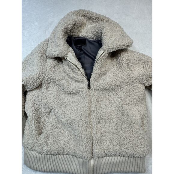 Banana Republic Ivory Sherpa Teddy Fleece Jacket Women Size M - Picture 3 of 6
